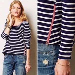 ☀️ 💕💕💕Anthropologie stripezip tee (long sleeve)